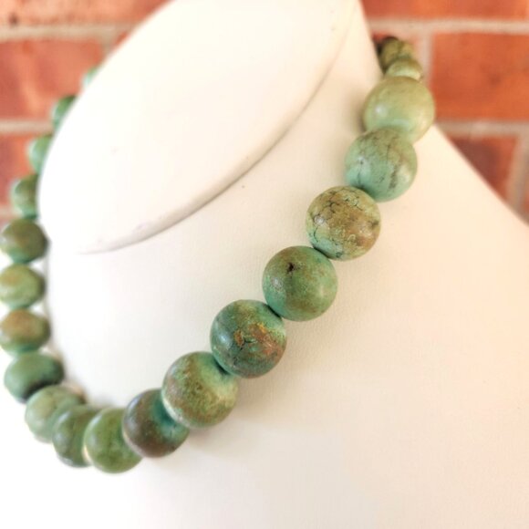 Turquoise Bead Necklace Statement Southwestern Natural Stone Jewelry 113.4 grams - Picture 4 of 8